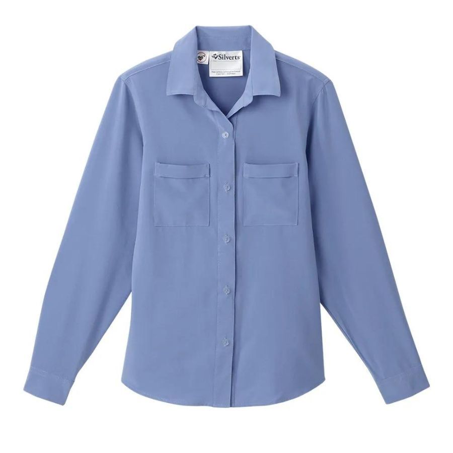 Blouse bleu ciel à boutonnière aimantée