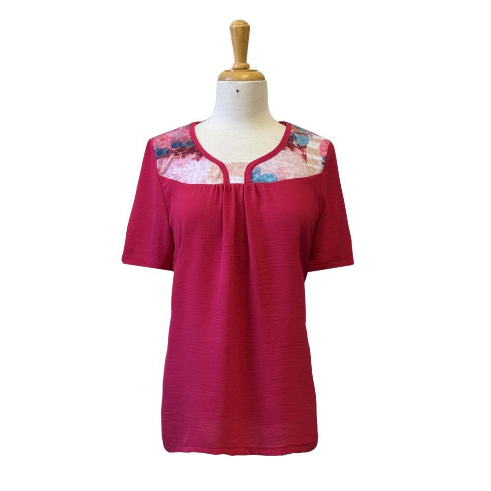 Chandail adapté manches courtes fushia