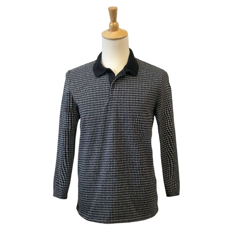 Polo adapté manches longues motif Pied-de-poule