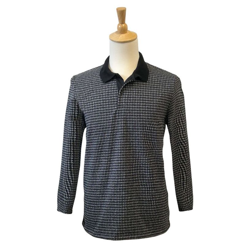 Polo adapté manches longues motif Pied-de-poule