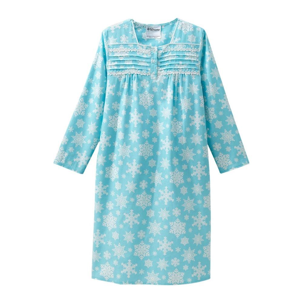 Robe de nuit adaptée en flanelle à imprimé de flocons