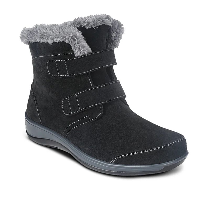 Botte à velcro Florence de Orthofeet noire pour femme