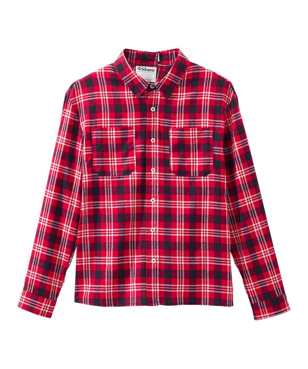 Chemise adaptée manches longues en flanelle à carreaux rouge