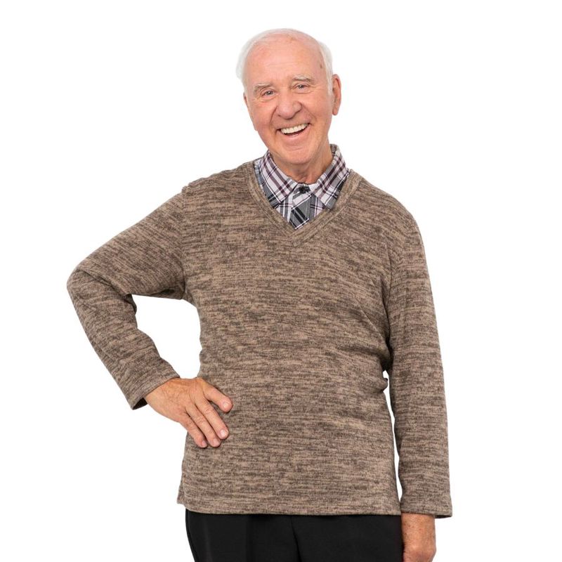 Chandail adapté faux col chemisier taupe