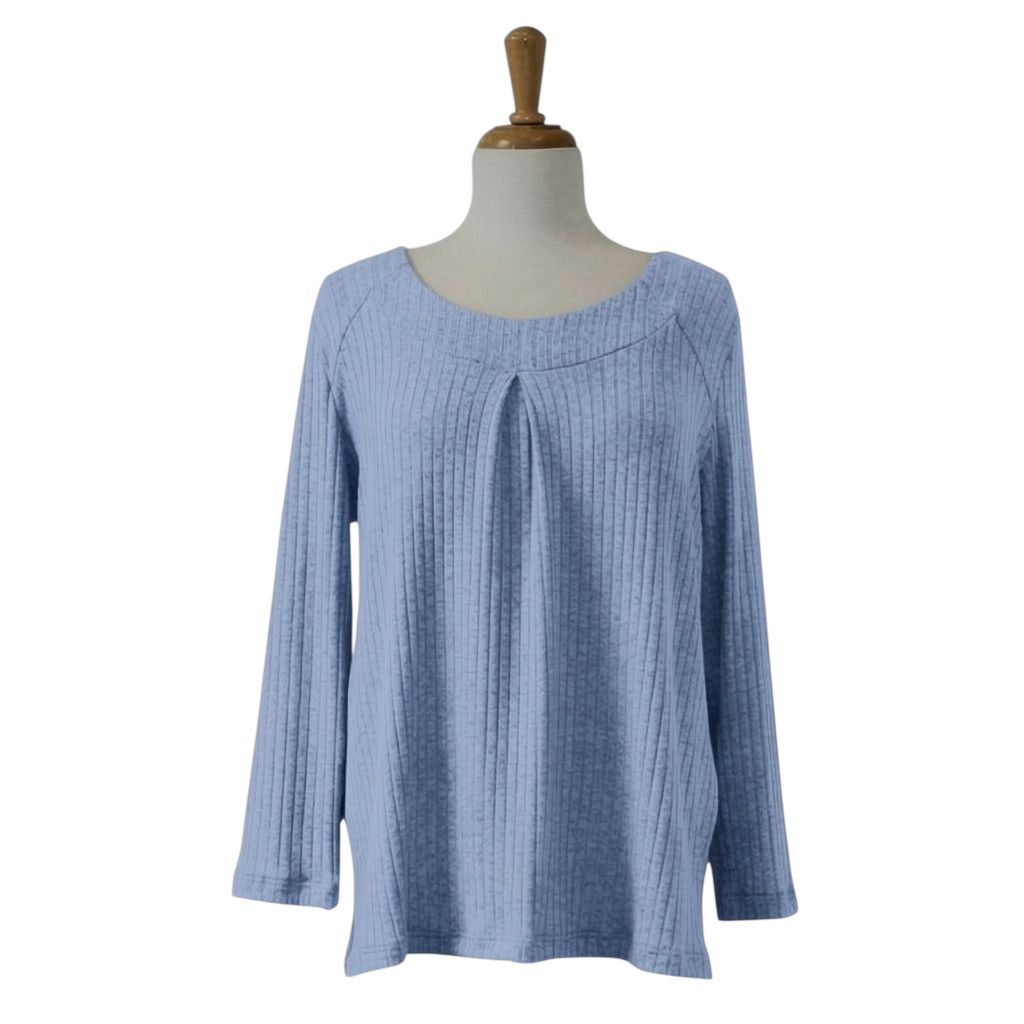 Chandail adapté manches longues pli creux au devant denim