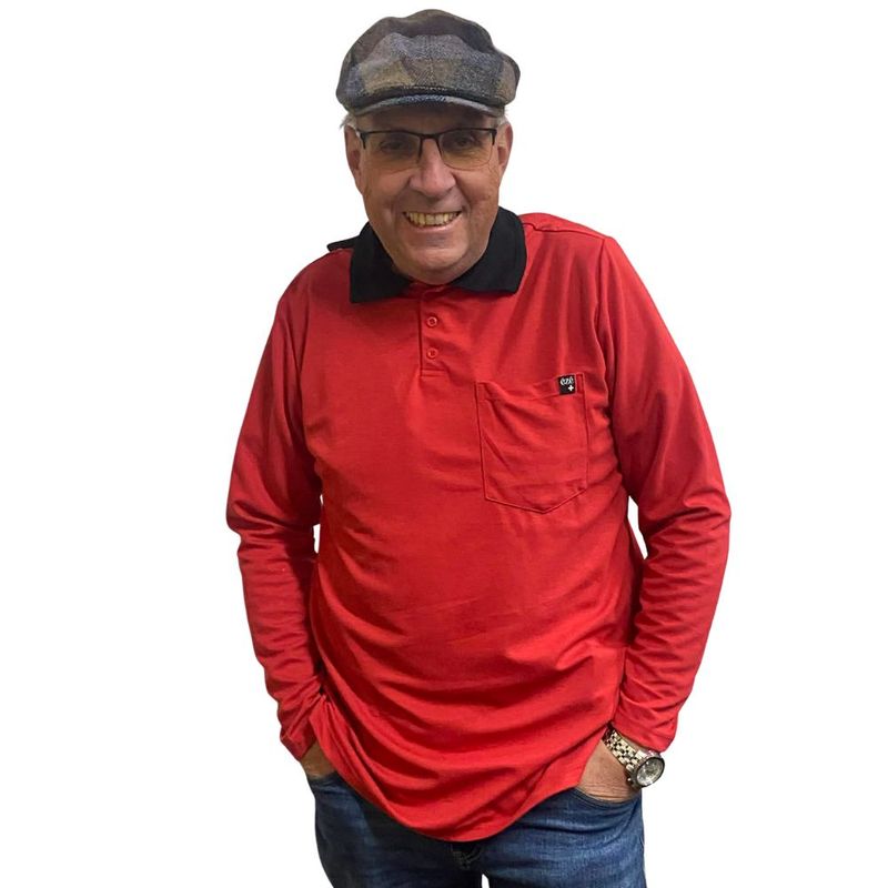 Polo adapté manches longues rouge