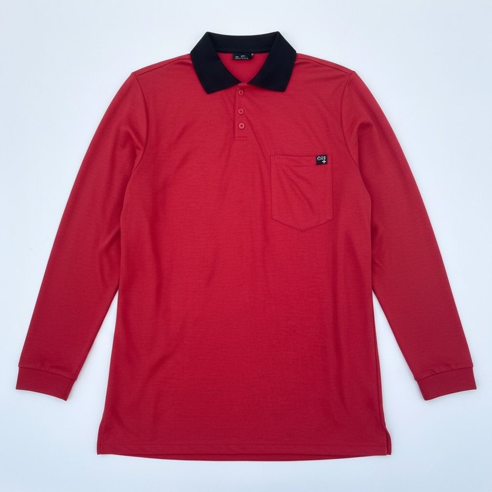 Polo adapté manches longues rouge