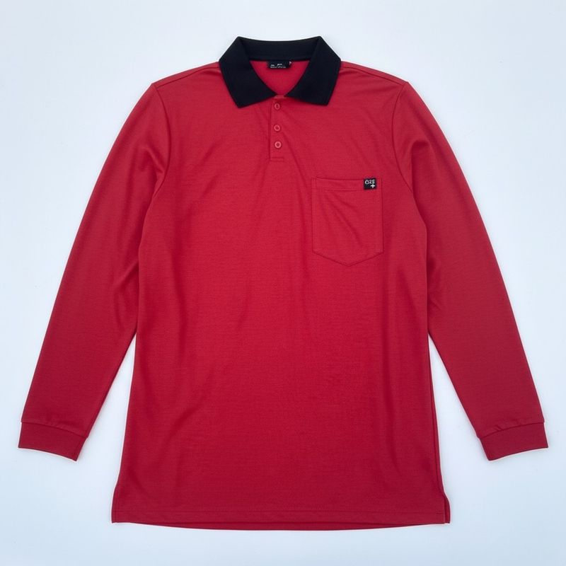 Polo adapté manches longues rouge