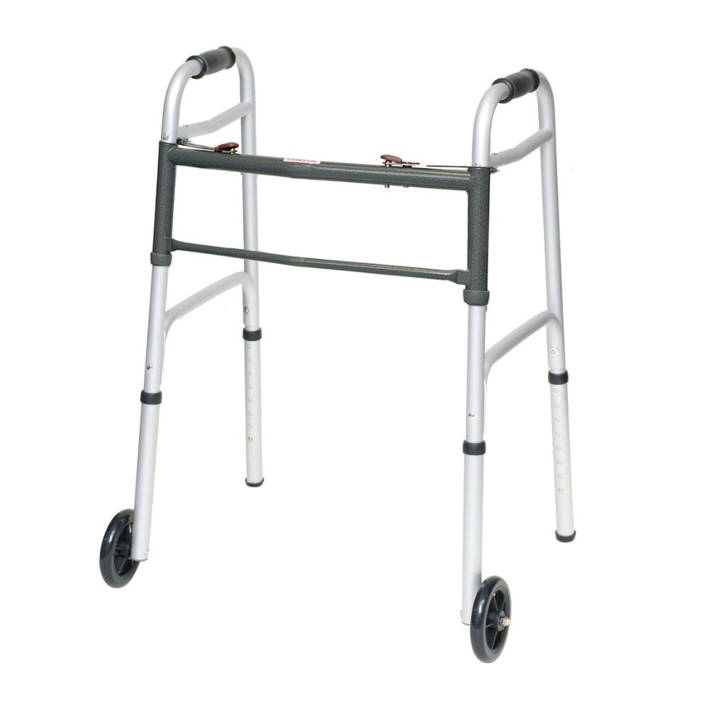 Marchette pliable avec boutons, roues et embouts glissants