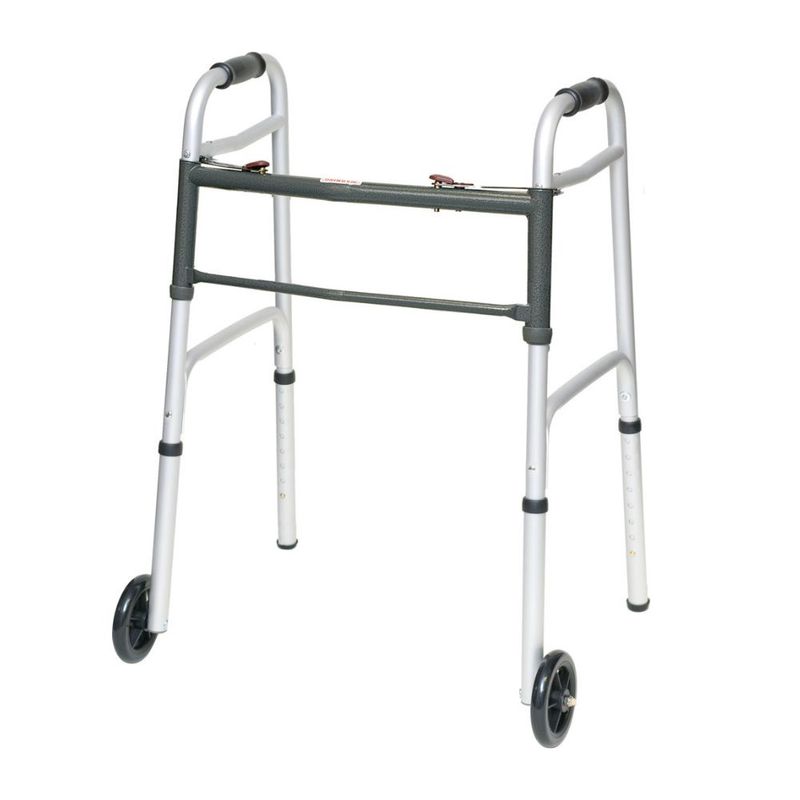 Marchette pliable avec boutons, roues et embouts glissants