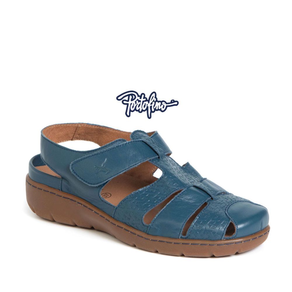 Sandale à velcro Portofino bleue pour femme
