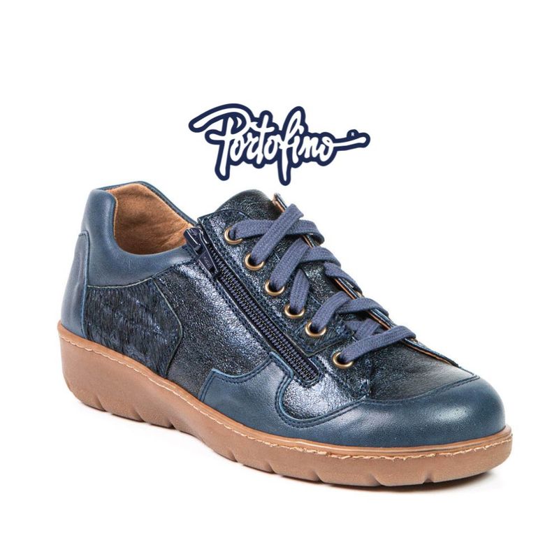 Chaussure femme à lacets et glissière Portofino bleue