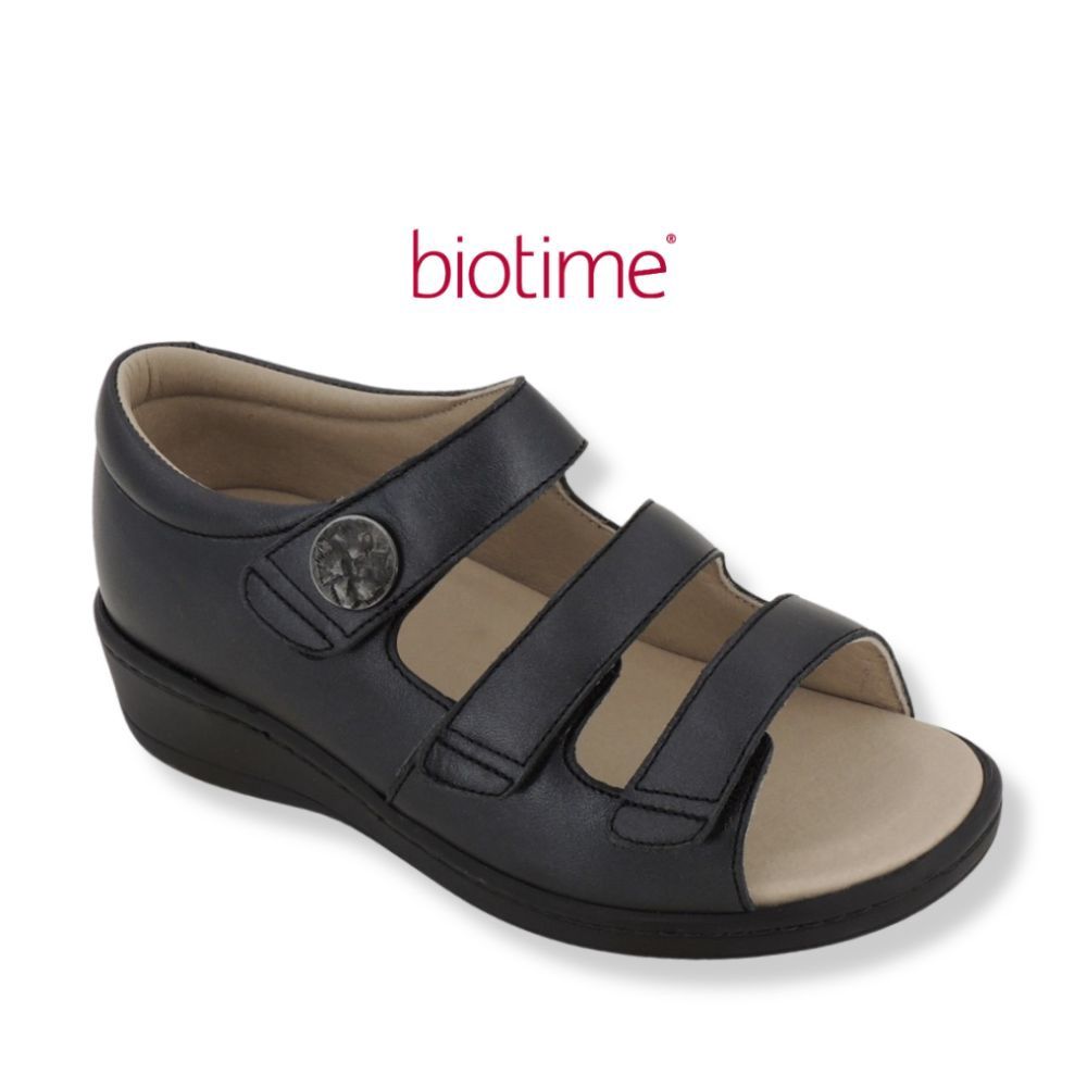 Sandale à velcro Biotime noire pour femme