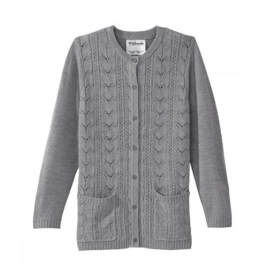 Veste femme en tricot acrylique gris-non adaptée