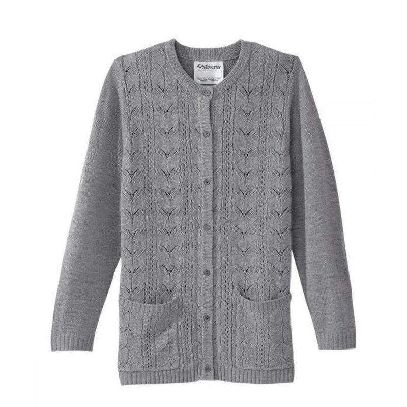 Veste femme en tricot acrylique gris-non adaptée
