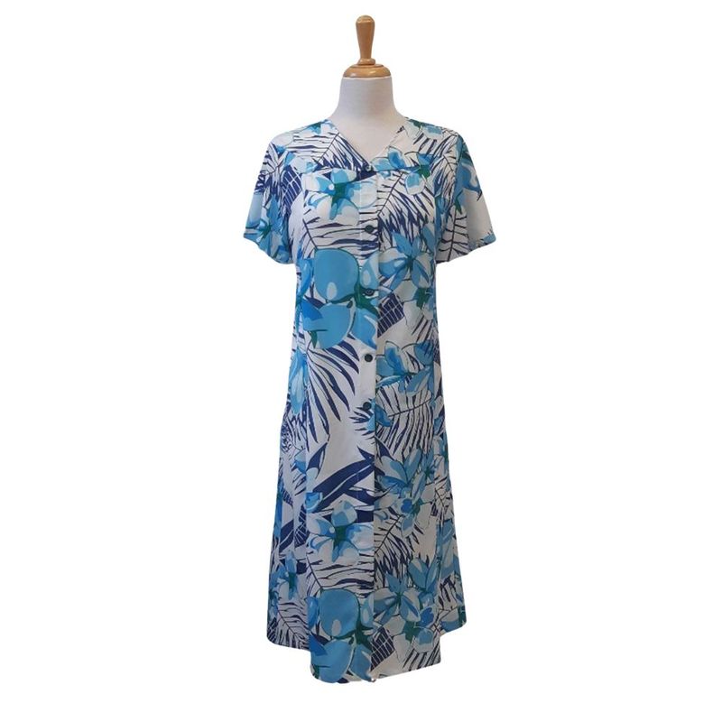 Robe adaptée d'été imprimé estival bleu