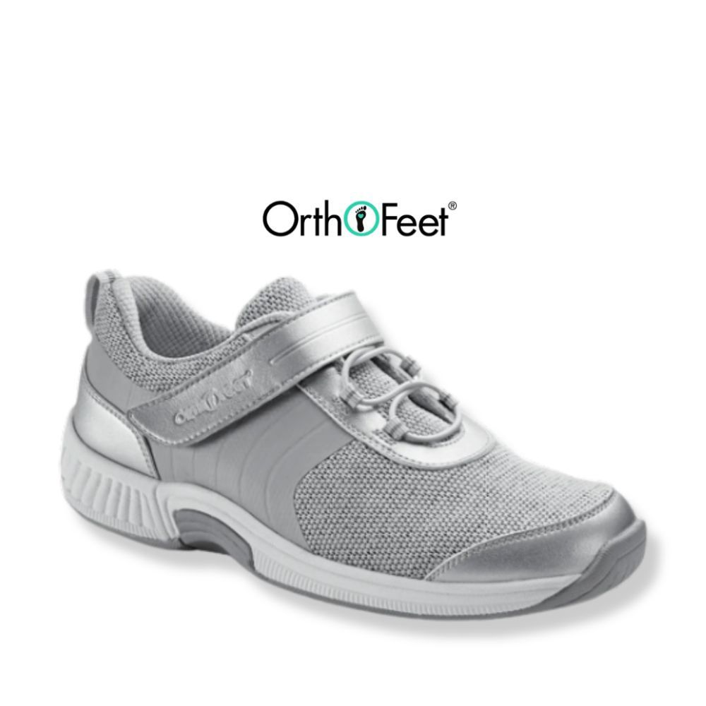 Chaussure à velcro Orthofeet argent pour femme