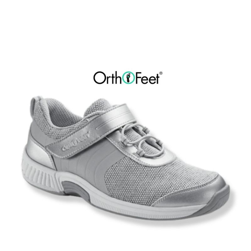 Chaussure femme à velcro Orthofeet argent