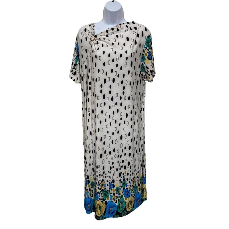 Robe adaptée manches courtes imprimé de pois