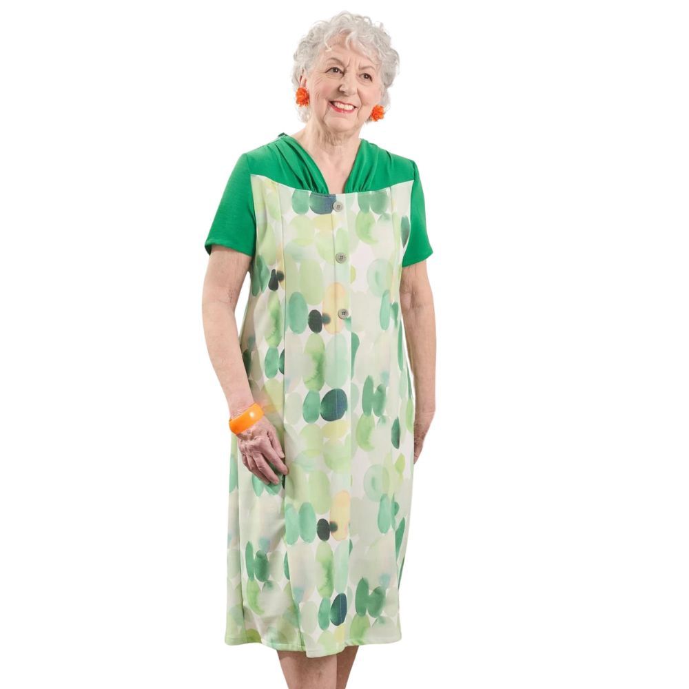 Robe adaptée manches courtes aux nuances de vert