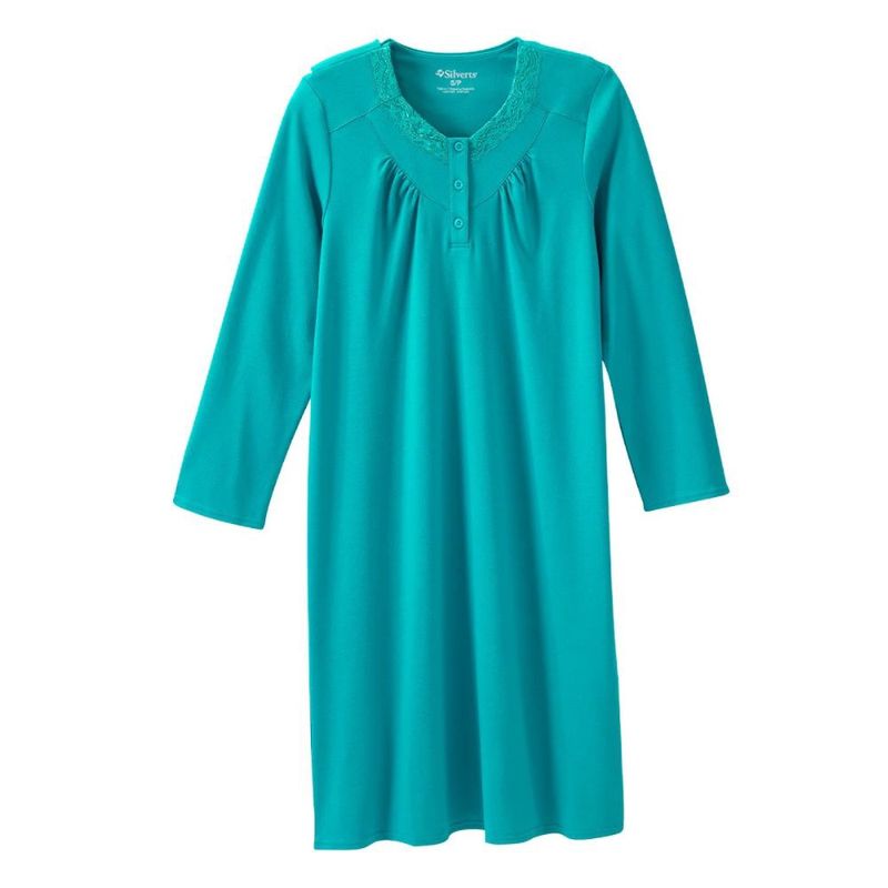 Robe de nuit adaptée en tricot doux turquoise