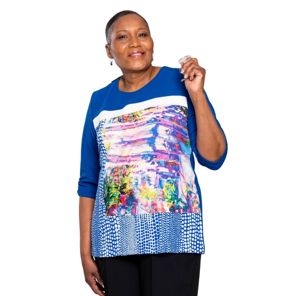 Chandail adapté manches 3/4 bleu cobalt