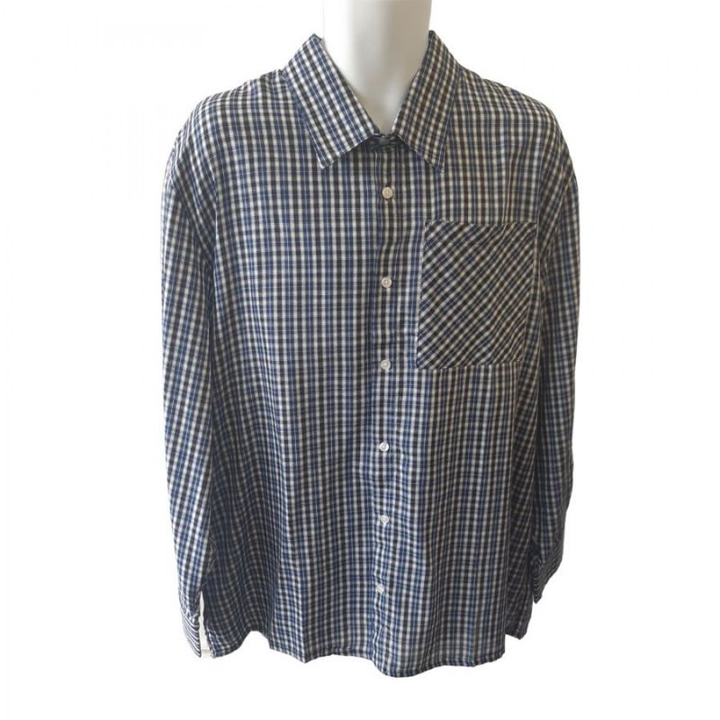 Chemise adaptée manches longues carreaux marine et noir