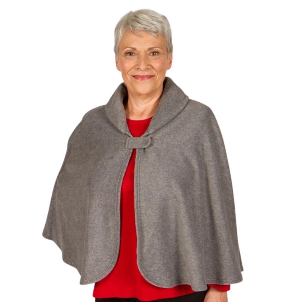 Liseuse style cape en tissu polaire gris