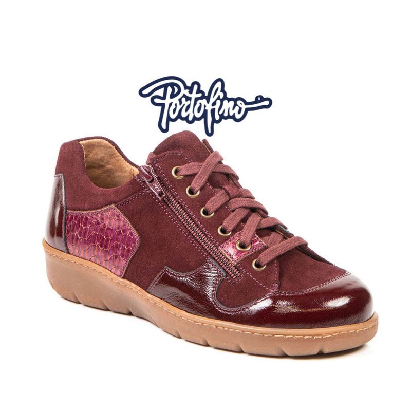Chaussure à lacets et glissière de Portofino bourgogne pour femme