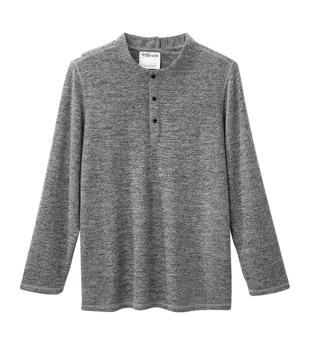 Chandail adapté homme hiver style Henley noir chiné