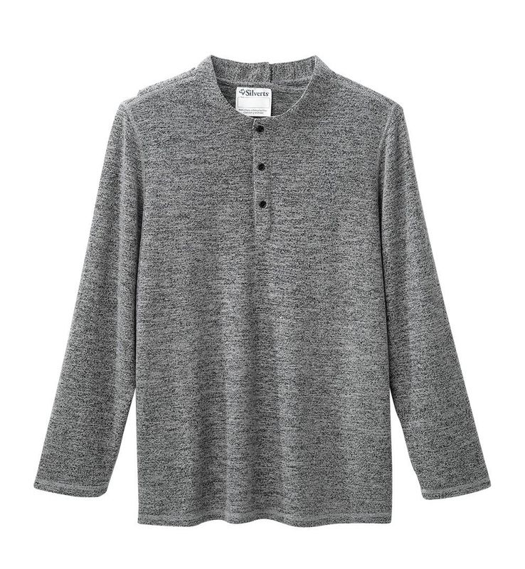 Chandail adapté homme hiver style Henley noir chiné