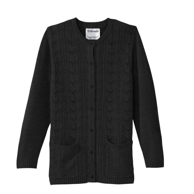 Veste femme en tricot acrylique noir-non adaptée