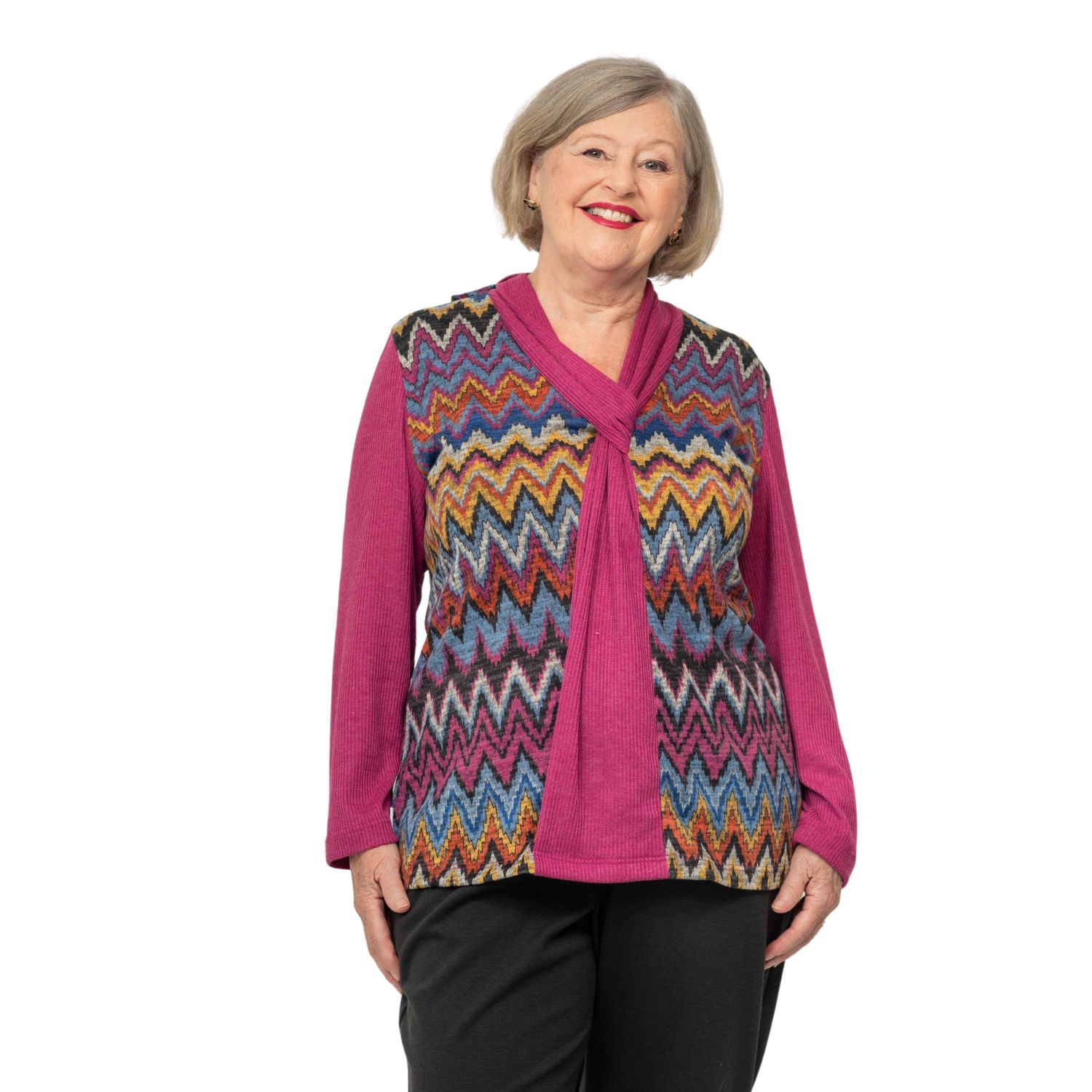 Chandail adapté manches longues avec faux foulard