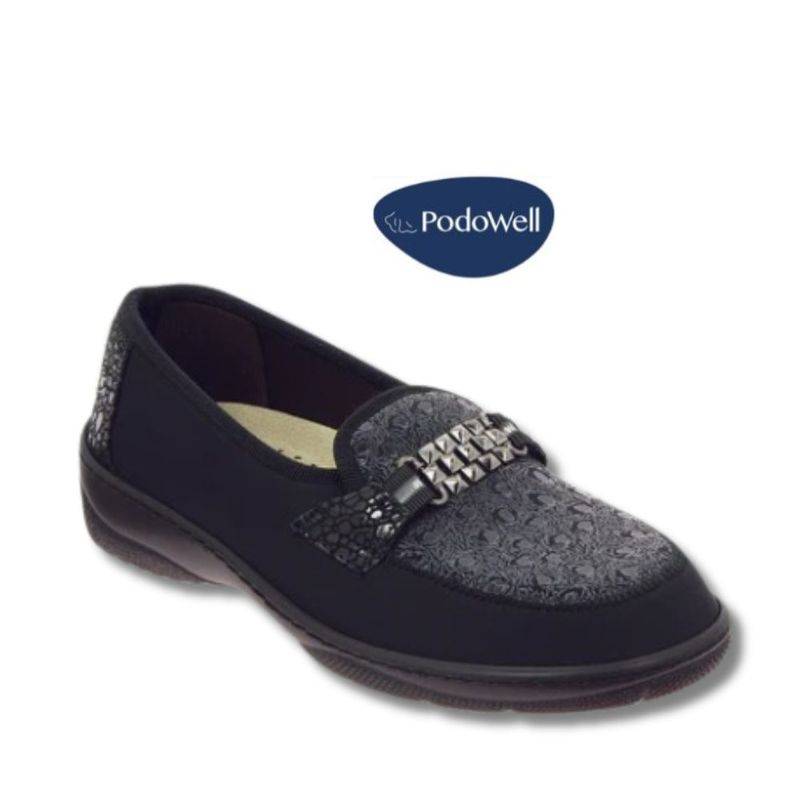 Chaussure femme à enfiler Podowell noire