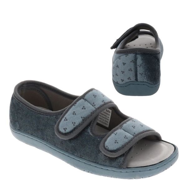 Pantoufle femme grise à velcro Debbien de Foamtreads