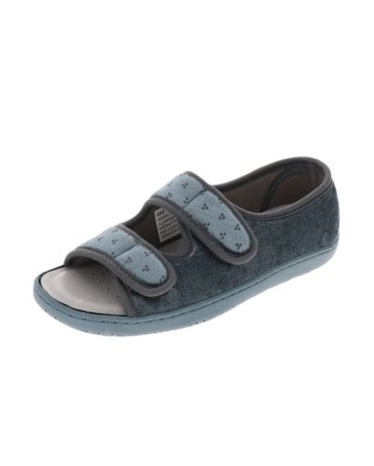 Pantoufle femme grise à velcro Debbien de Foamtreads, Pointure: 6M