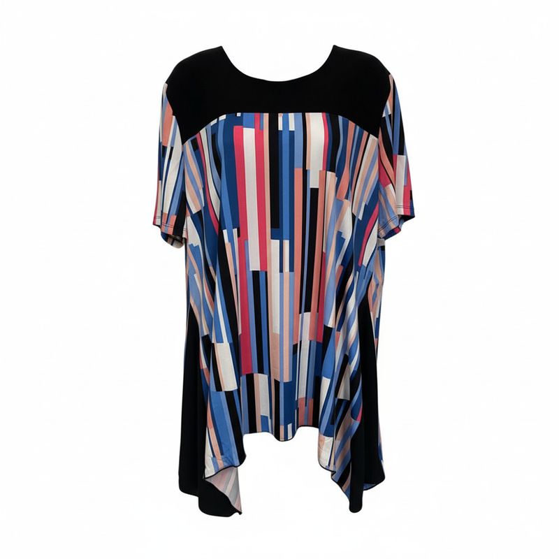 Chandail adapté évasé aux côtés à motifs géométriques multicolores