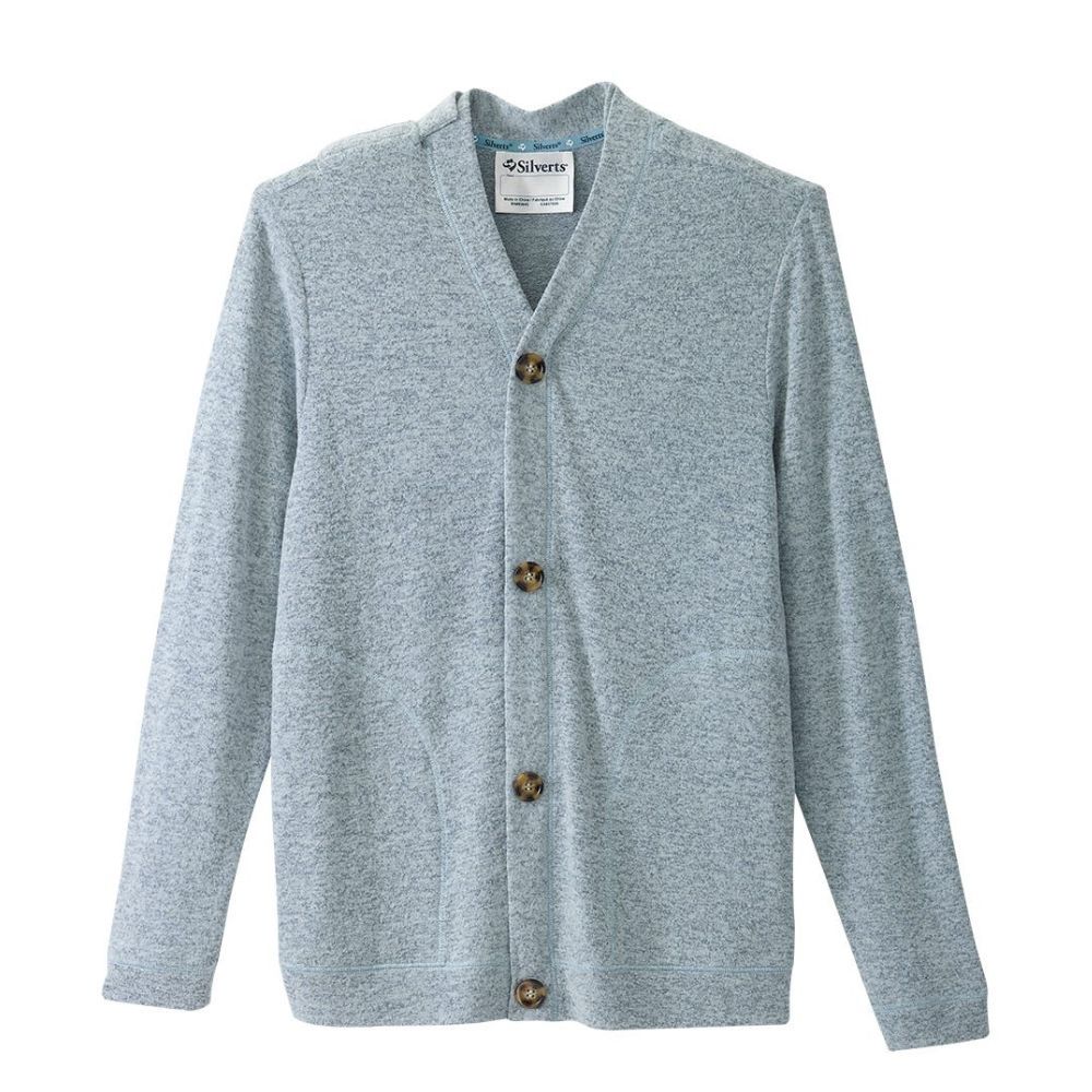 Veste adaptée homme en tricot bleu chiné