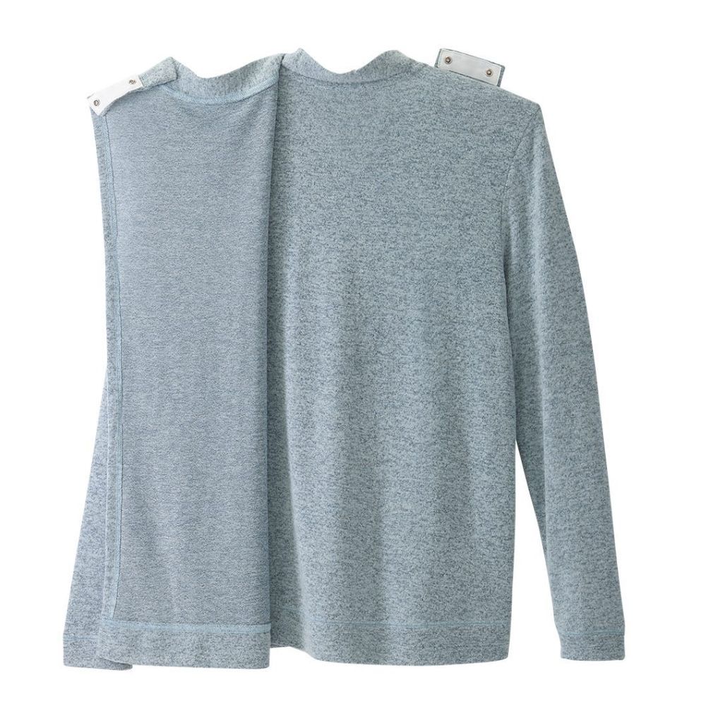 Veste adaptée homme en tricot bleu chiné