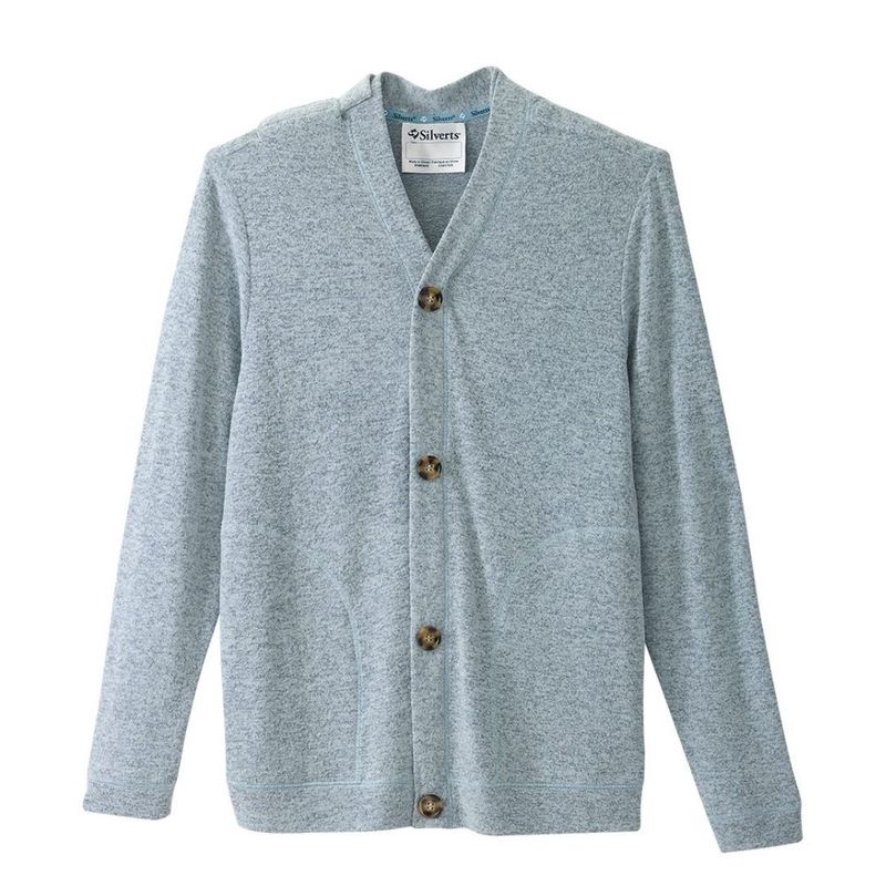 Veste adaptée homme en tricot bleu chiné