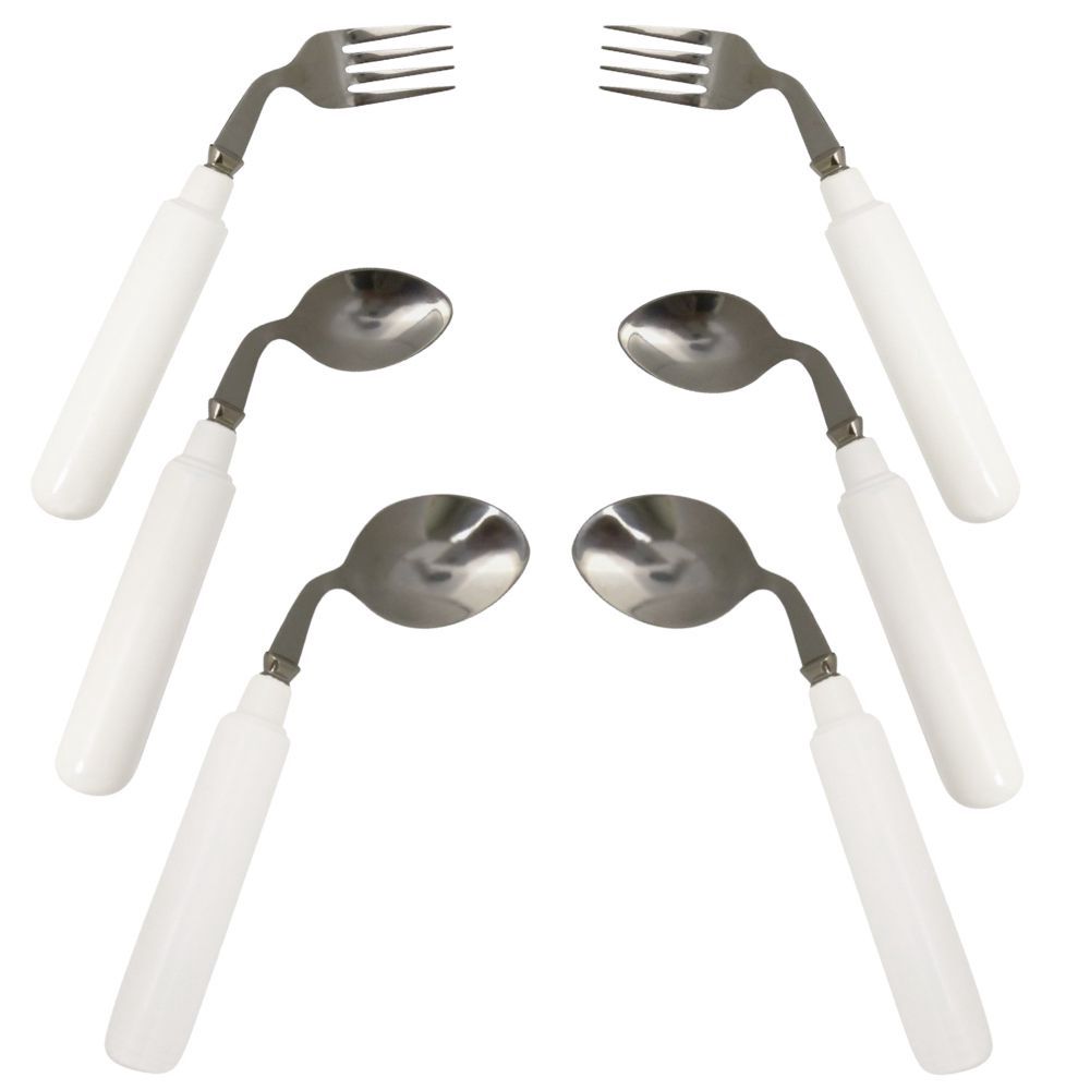 Ustensiles coudés pour gaucher ou droitier vendus séparément