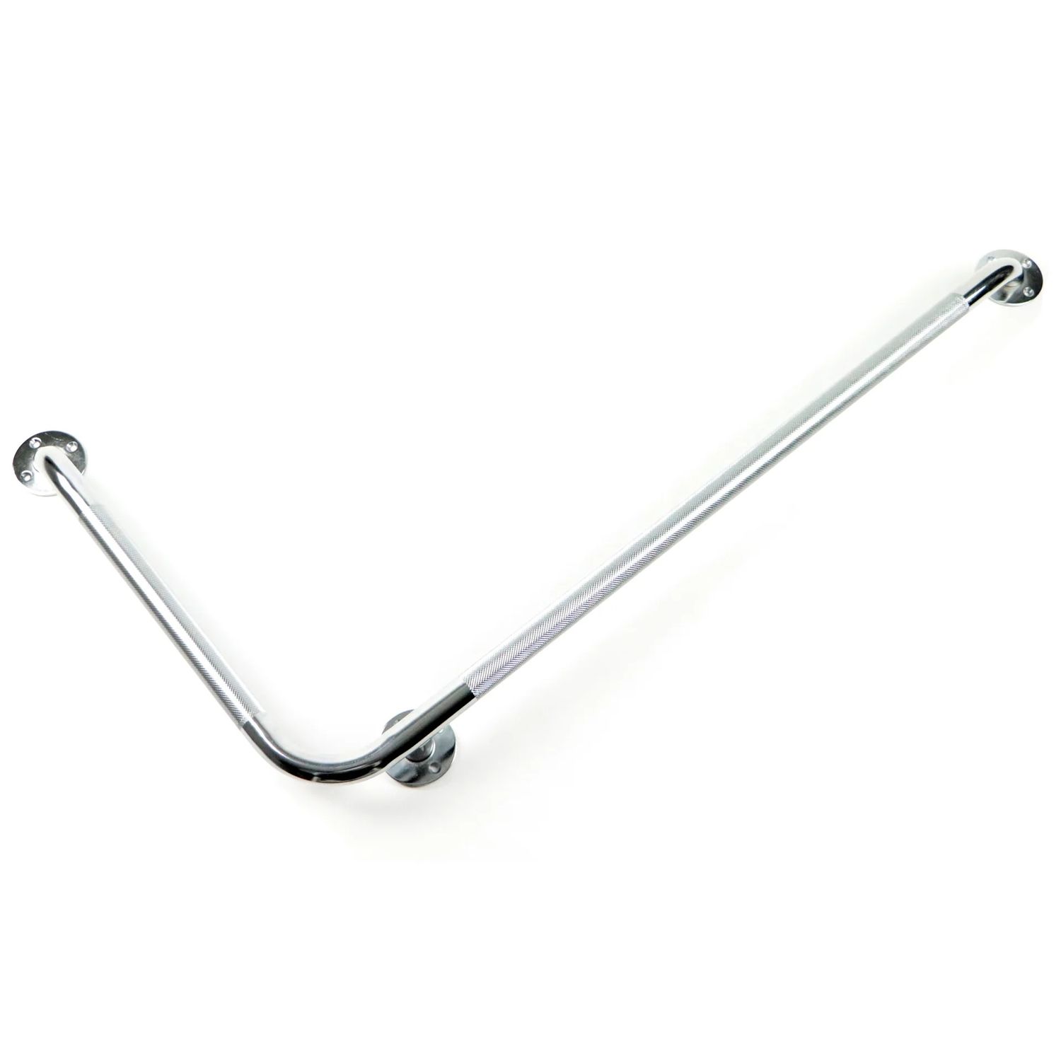 Barre d'appui chromée pour salle de bain en J ou L