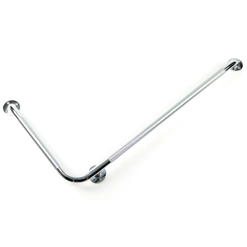 Barre d'appui chromée pour salle de bain en J ou L
