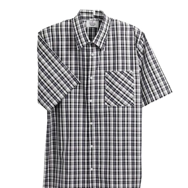 Chemise adaptée manches courtes carreaux noir