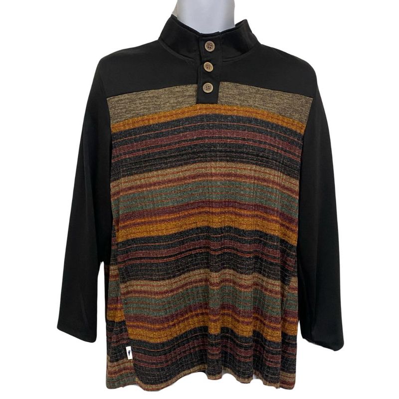 Chandail adapté noir et ligné orange brûlé