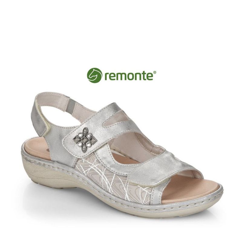 Sandale femme à velcro Remonte argent