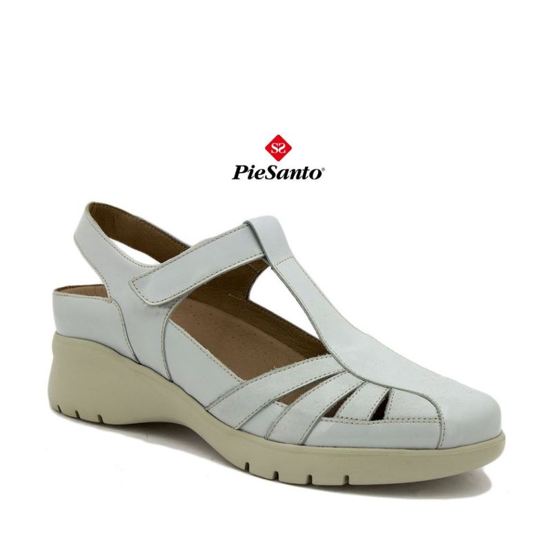 Sandale femme à velcro PieSanto gris-bleu