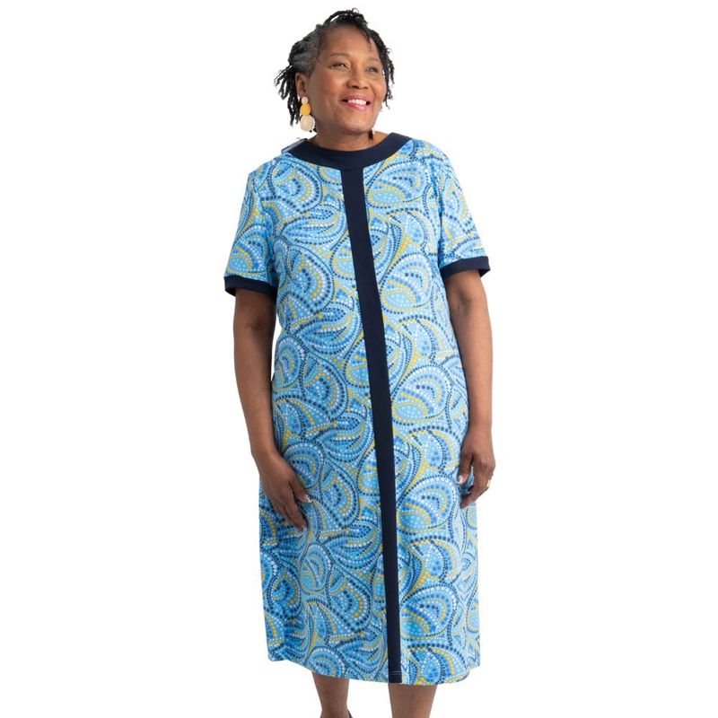 Robe adaptée à motif bleu et or