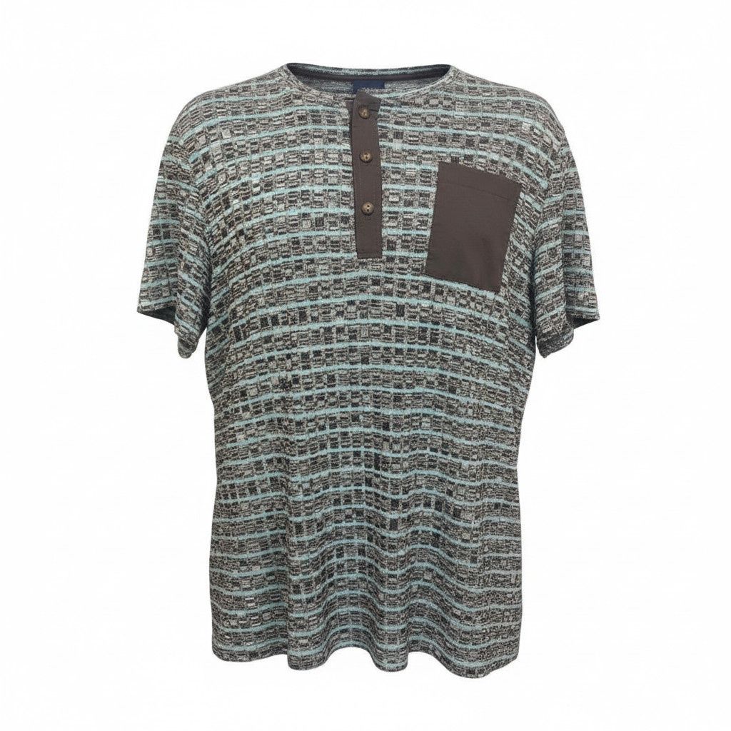 Chandail adapté pour homme à manches courtes vert pâle et gris