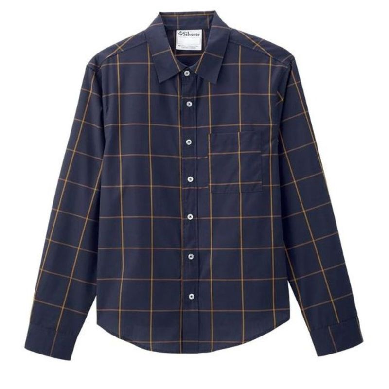 Chemise homme marine à carreaux et boutonnière aimantée
